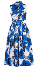 Terry Dress Shirt Collar Sleeveless Midi Length Silk Taffta (Fiori D'este Small)