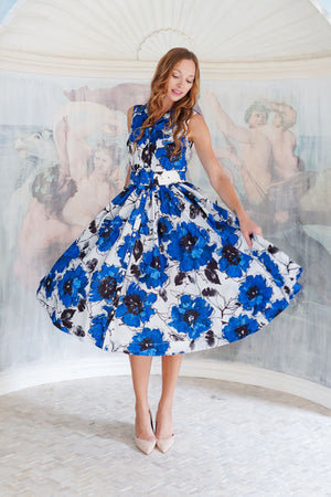 Terry Dress Shirt Collar Sleeveless Midi Length Poliamide Taffta (Fiori D'este Small)