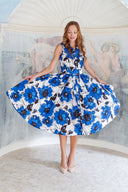 Terry Dress Shirt Collar Sleeveless Midi Length Poliamide Taffta (Fiori D'este Small)