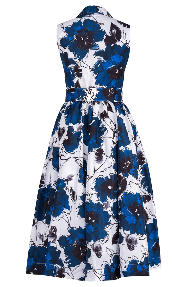 Terry Dress Shirt Collar Sleeveless Midi Plus Length Poliamide Taffta (Fiori D'este)