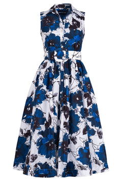 Terry Dress Shirt Collar Sleeveless Midi Plus Length Poliamide Taffta (Fiori D'este)