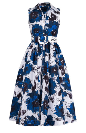 Terry Dress Shirt Collar Sleeveless Midi Plus Length Poliamide Taffta (Fiori D'este)