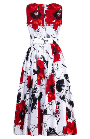 Abelia Dress U Neck Sleeveless Midi Length Cotton Stretch (Fiori D'este)