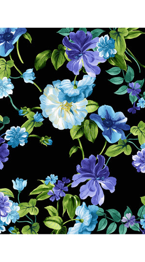 Laurent Dress Shirt Collar 3/4 Sleeve Long Length Cotton Stretch (Fiori Florance)