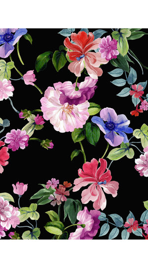 Laurent Dress Shirt Collar 3/4 Sleeve Long Length Cotton Stretch (Fiori Florance)