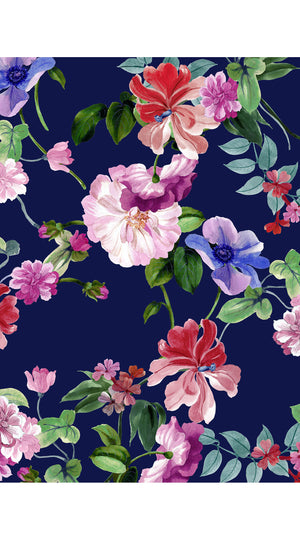 Laurent Dress Shirt Collar 3/4 Sleeve Long Length Cotton Stretch (Fiori Florance)