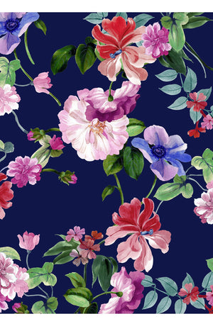 Audrey Dress #2 Shirt Collar 3/4 Sleeve Long Length Cotton Stretch (Fiori Florance)