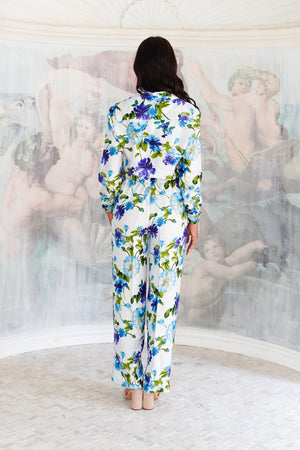 Pajama Shirt & Pajama Pants Silk Twill (Fiori Florance)