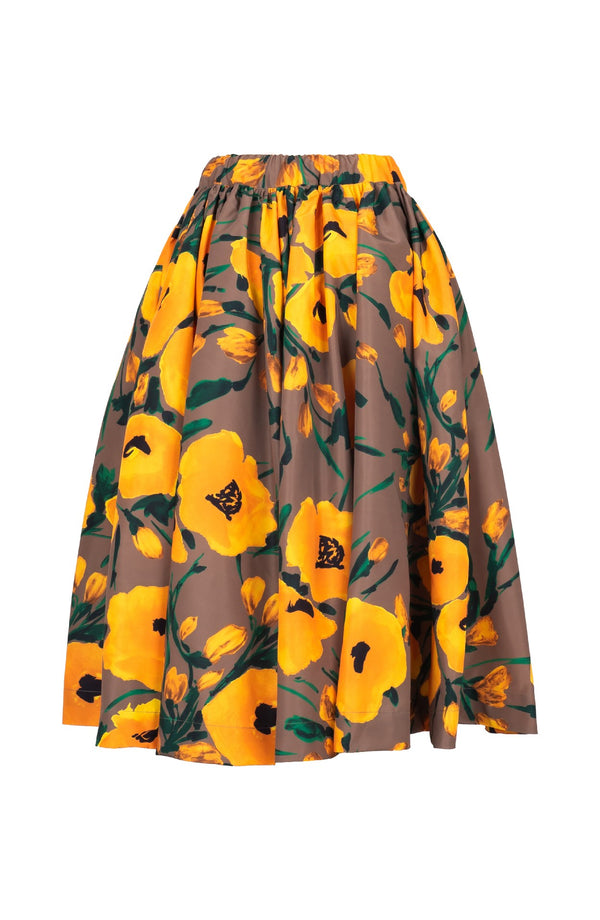 Jenny Skirt Long Length Poliamide Taffta (Fiori Poppy Dark)