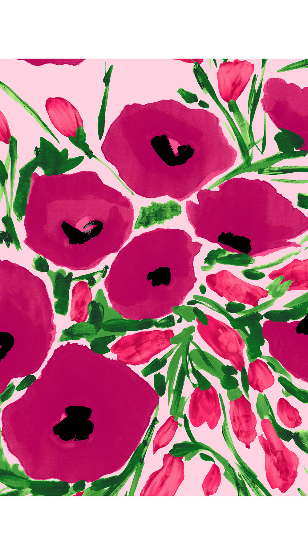 Audrey Dress #2 Shirt Collar 3/4 Sleeve Long Length Cotton Stretch (Fiori Poppy Big Pastel)