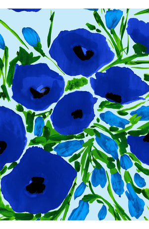 Terry Dress Shirt Collar 3/4 Sleeve Midi Length Poliamide Taffta (Fiori Poppy Pastel)