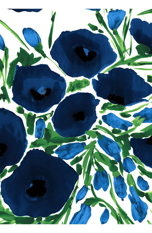 Audrey Dress #4 Shirt Collar 3/4 Sleeve Regular Length Cotton Stretch (Fiori Poppy White)