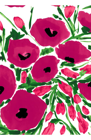 Aster Dress Crew Neck Sleeveless Midi Length Cotton Musola (Fiori Poppy White)