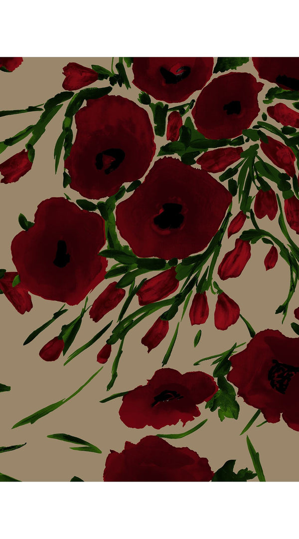 Leah Shirt & Leah Pants Silk Twill (Fiori Poppy Dark)