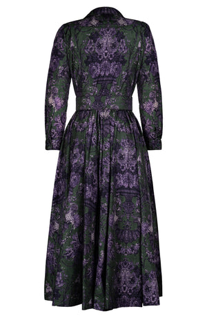 Sabrina Dress Shirt Collar Long Sleeve Midi Plus Length Poliamide Taffta (Firenze Dark)