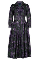 Sabrina Dress Shirt Collar Long Sleeve Midi Plus Length Poliamide Taffta (Firenze Dark)