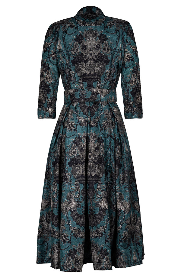 Audrey Dress #7 Shirt Collar 3/4 Sleeve Midi Length Poliamide Taffta (Firenze Dusty)
