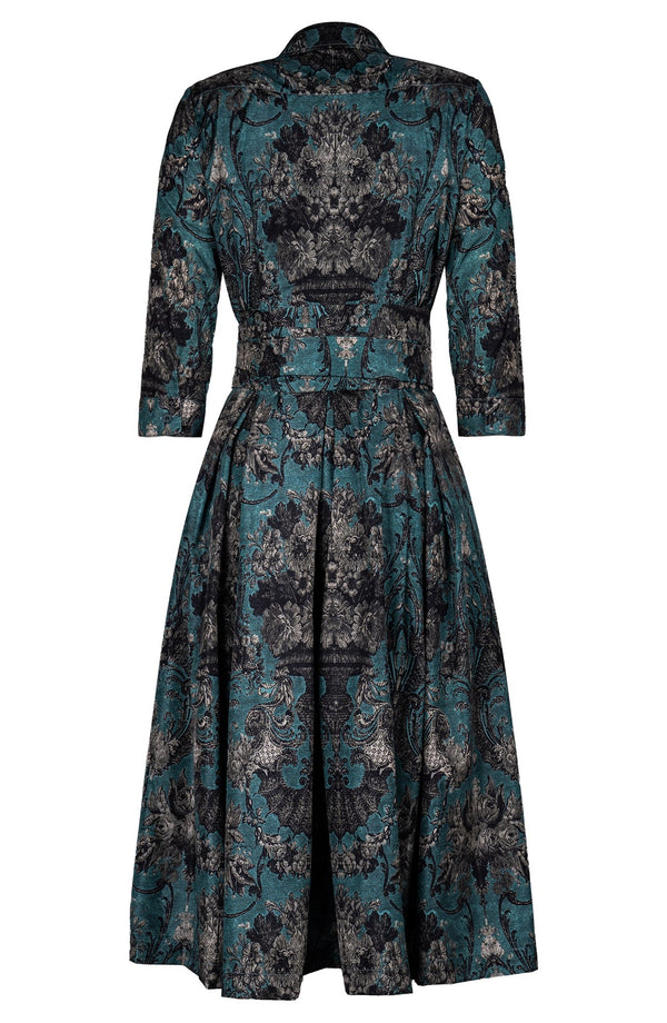 Audrey Dress #7 Shirt Collar 3/4 Sleeve Midi Length Poliamide Taffta (Firenze Dusty)