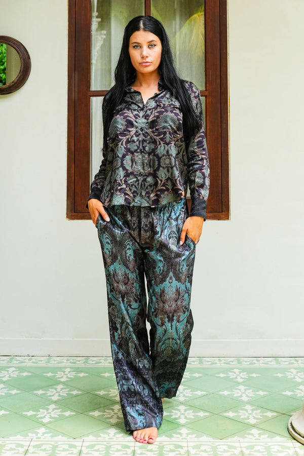 Sydney Shirt Long Sleeve & Sydney Pants Silk Twill (Firenze Velvet Dusty)