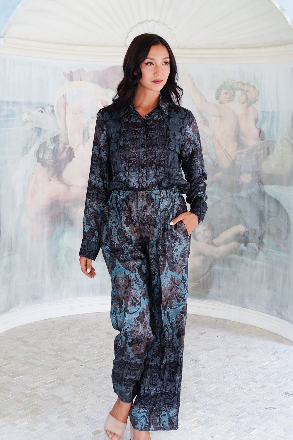 Pajama Shirt & Pajama Pants Silk Twill (Firenze)