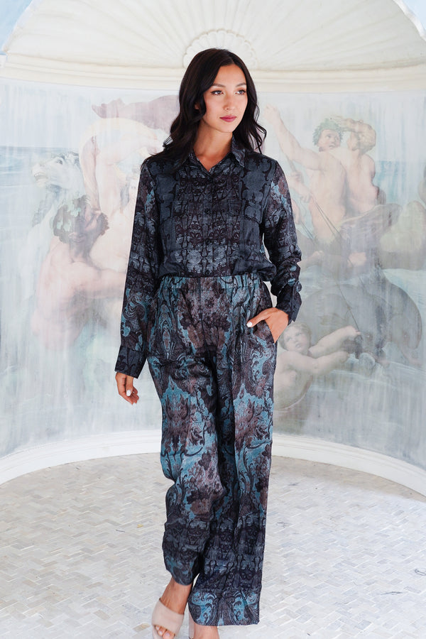 Pajama Shirt & Pajama Pants Silk Twill (Firenze)