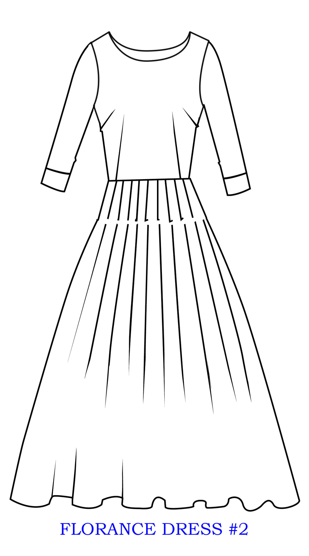 Florance Dress #2 Boat Neck 3/4 Sleeve Long+3 Length Cotton Stretch (Pucciesquae Graphic)