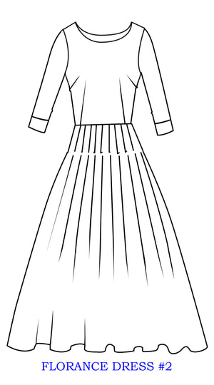 Florance Dress #2 Boat Neck 3/4 Sleeve Long+3 Length Cotton Stretch (Pucciesquae Graphic)