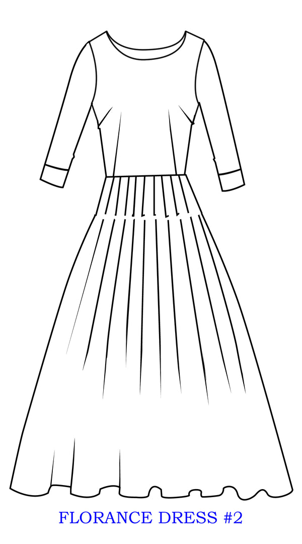 Florance Dress #2 Boat Neck 3/4 Sleeve Long+3 Length Cotton Stretch (Pucciesquae Graphic)