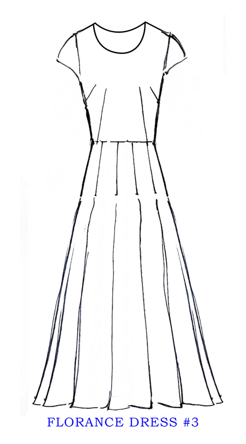 Florance Dress #3 Crew Neck Short Sleeve Long Length Cotton Musola (Ibiza Sintra Tile)