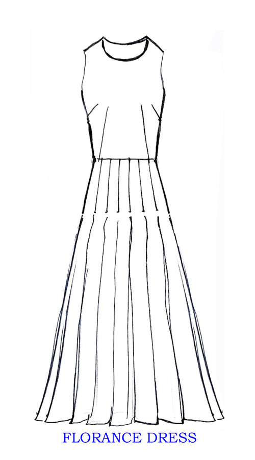 Florance Dress Crew Neck Cut in Sleeve Long +3 Length Cotton Musola (Morning Glory & Bird)