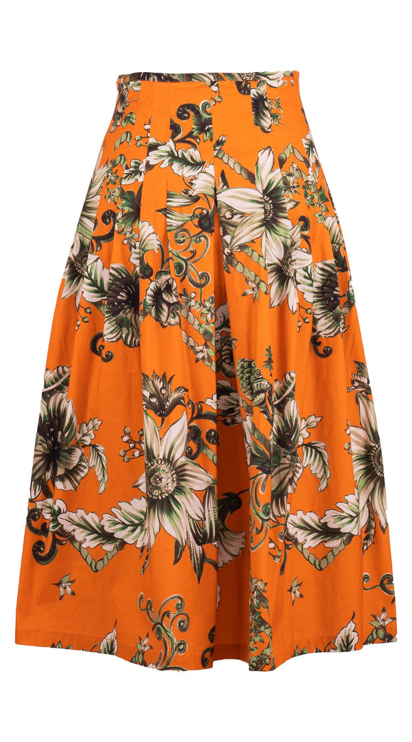 Zelda Skirt Midi Length Cotton Musola (Flower Luxembrug Ivory)