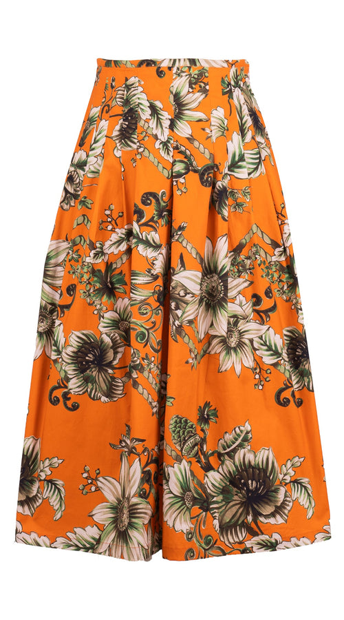 Zelda Skirt Midi Length Cotton Musola (Flower Luxembrug Ivory)