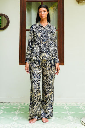 Sydney Shirt Long Sleeve & Sydney Pants Silk Twill (Fortuny Velvet)