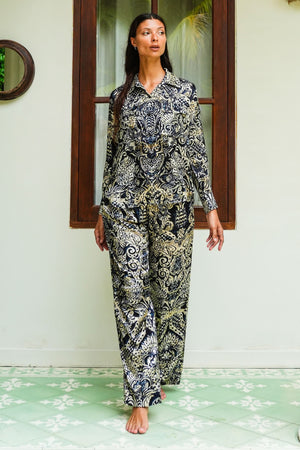 Sydney Shirt Long Sleeve & Sydney Pants Silk Twill (Fortuny Velvet)