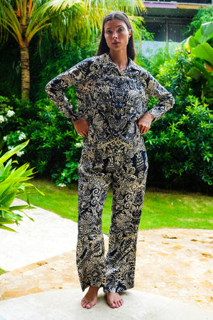 Sydney Shirt Long Sleeve & Sydney Pants Silk Twill (Fortuny Velvet)