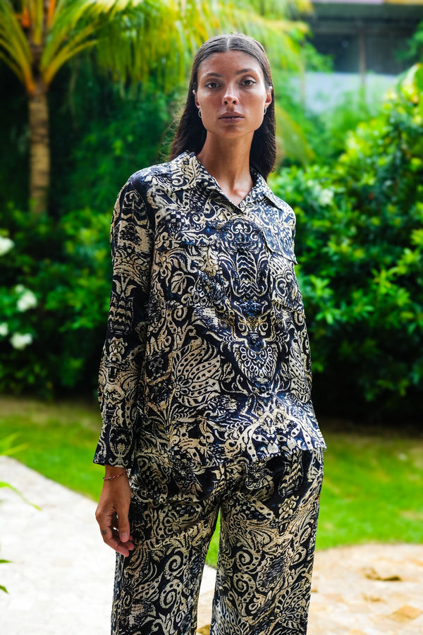 Sydney Shirt Long Sleeve & Sydney Pants Silk Twill (Fortuny Velvet)