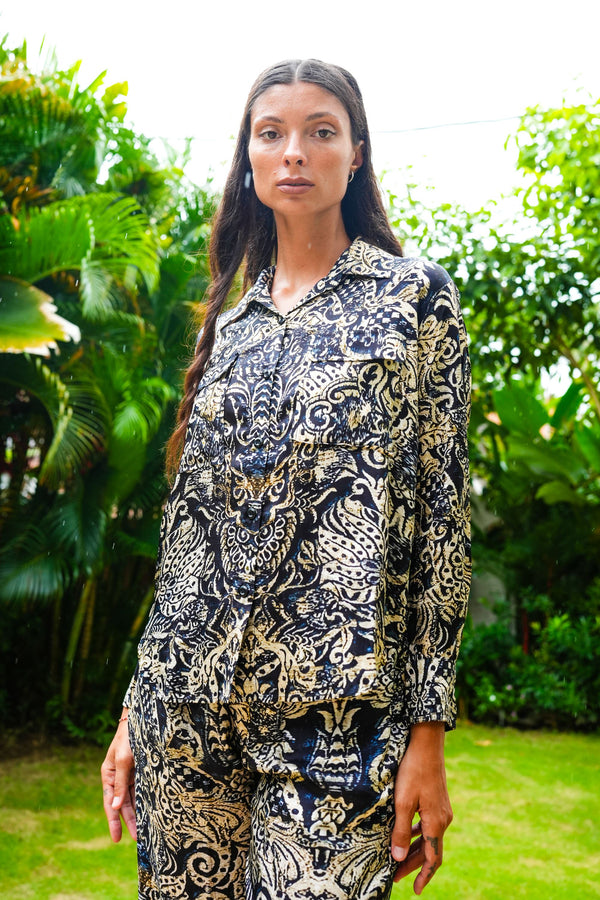 Sydney Shirt Long Sleeve & Sydney Pants Silk Twill (Fortuny Velvet)