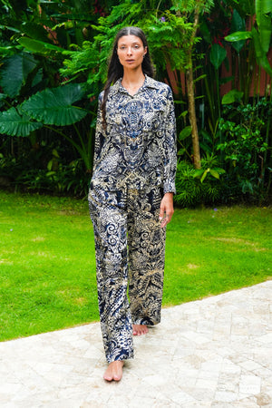 Sydney Shirt Long Sleeve & Sydney Pants Silk Twill (Fortuny Velvet)