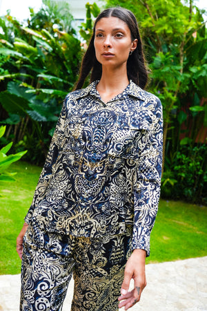 Sydney Shirt Long Sleeve & Sydney Pants Silk Twill (Fortuny Velvet)