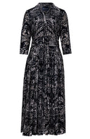 Audrey Dress #4 Shirt Collar 3/4 Sleeve Midi Length Silk Velvet (Fortuny Velvet)