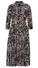 Audrey Dress #4 Shirt Collar 3/4 Sleeve Midi Length Silk Velvet (Fortuny Velvet)