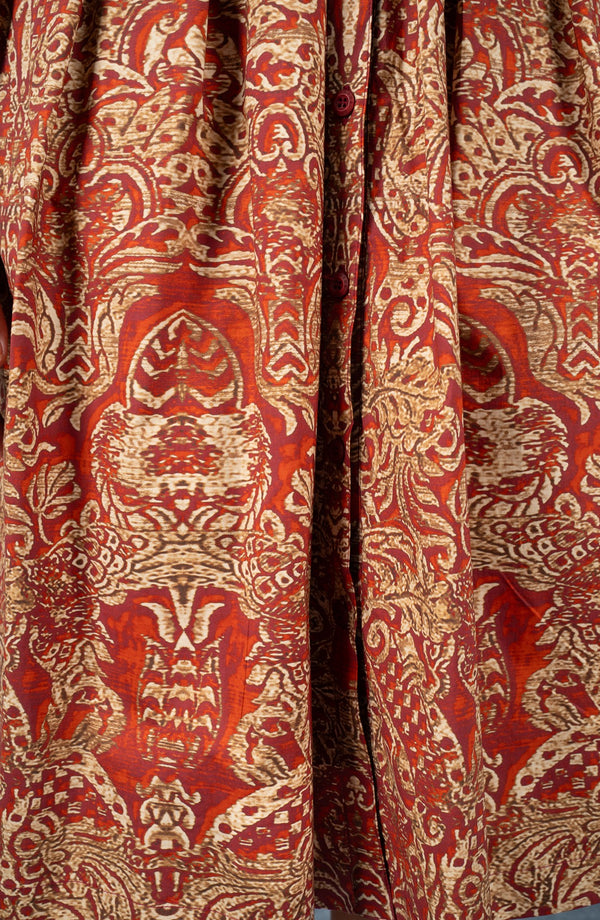 Audrey Dress #1 Shirt Collar 3/4 Sleeve Long Length Cotton Stretch (Fortuny)