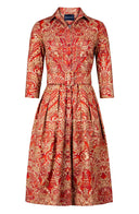 Audrey Dress #1 Shirt Collar 3/4 Sleeve Long Length Cotton Stretch (Fortuny Velvet)