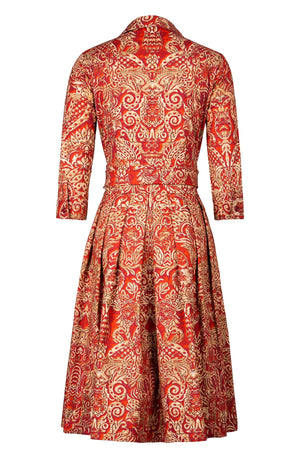 Audrey Dress #1 Shirt Collar 3/4 Sleeve Long Length Cotton Stretch (Fortuny Velvet)