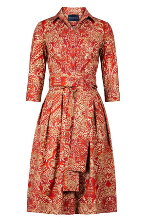 Audrey Dress #1 Shirt Collar 3/4 Sleeve Long Length Cotton Stretch (Fortuny Velvet)