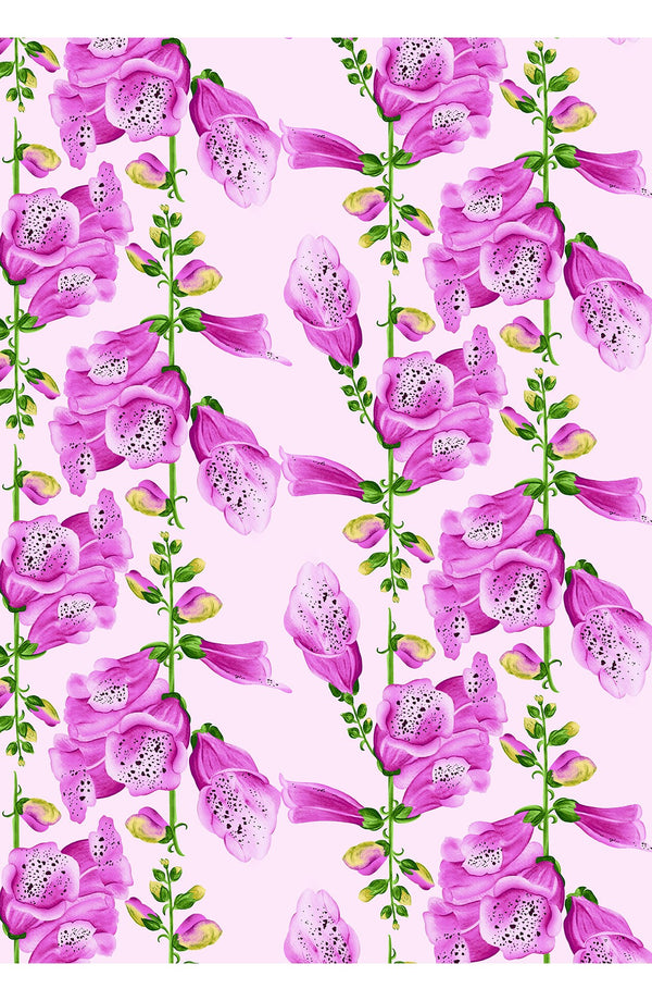 Iris Dress Crew Neck Sleeveless Midi Plus Length Cotton Musola (Fox Glove Flower Pastel)
