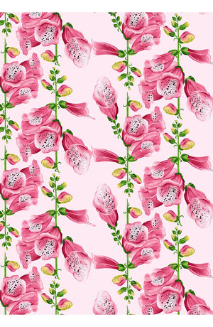 Aster Dress Shirt Collar 3/4 Sleeve Midi Length Ramie (Fox Glove Flower Pastel)