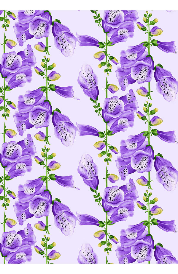 Eva Dress Crew Neck 3/4 Sleeve Maxi Length Cotton Musola (Fox Glove Flower Pastel)