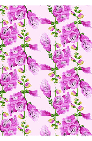 Eva Dress Crew Neck 3/4 Sleeve Maxi Length Cotton Musola (Fox Glove Flower Pastel)