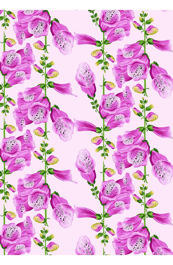 Eva Dress Crew Neck 3/4 Sleeve Maxi Length Cotton Musola (Fox Glove Flower Pastel)